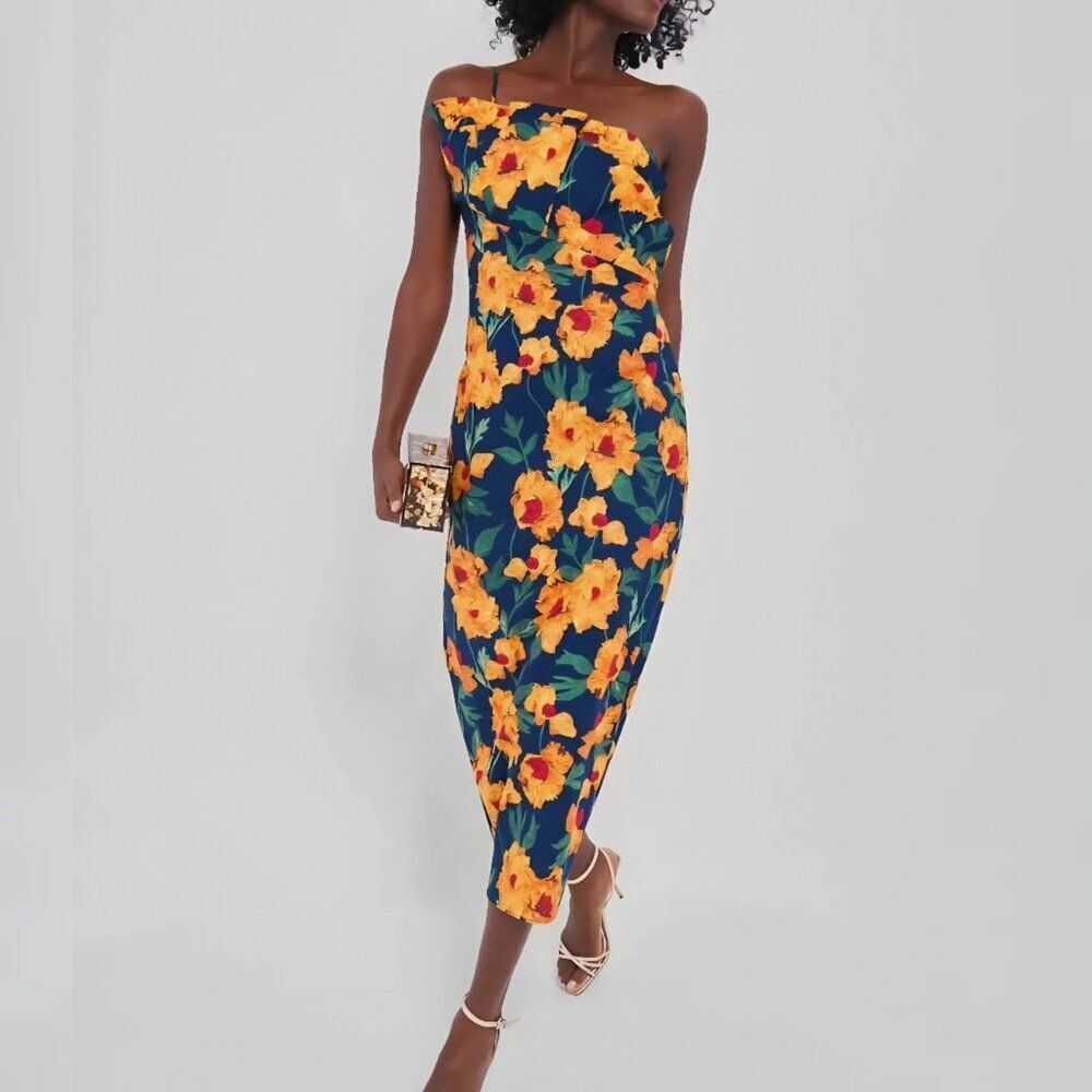🆕️ Tuckernuck XL Hyacinth House Navy & Marigold Floral Ruffle Margot Maxi Dress